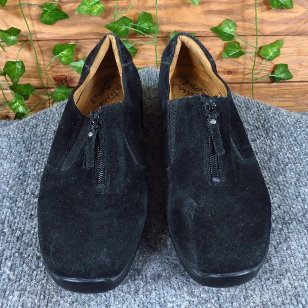 Natural Soul by Naturalizer Luxe Womens Comfort Shoes Sz‎ 9 Black Suede Zipper